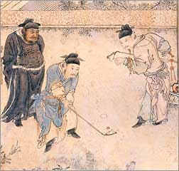Painting of Chuiwan, an ancient Chinese game similar to golf