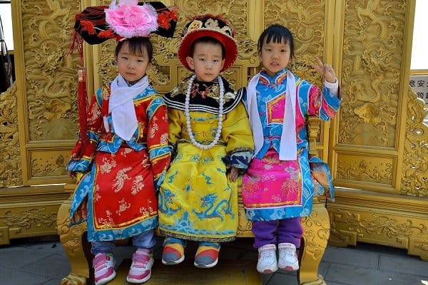 Children getting photographed in costume