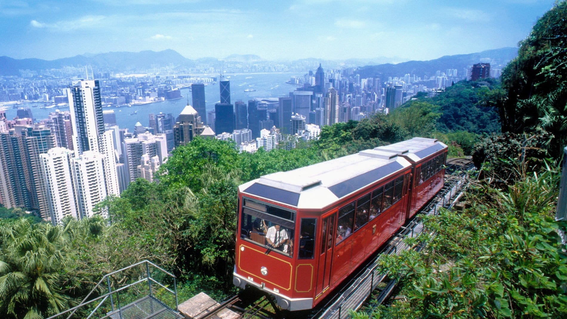 Victoria Peak~Since 1888 the Peak Tram has been carrying people from Central to the Peak to enjoy the cooler air and panoramic view over the downtown and harbor. From 2019 - 2020, it is enjoying a multi-million dollar renovation to double its capacity and improve facilities.