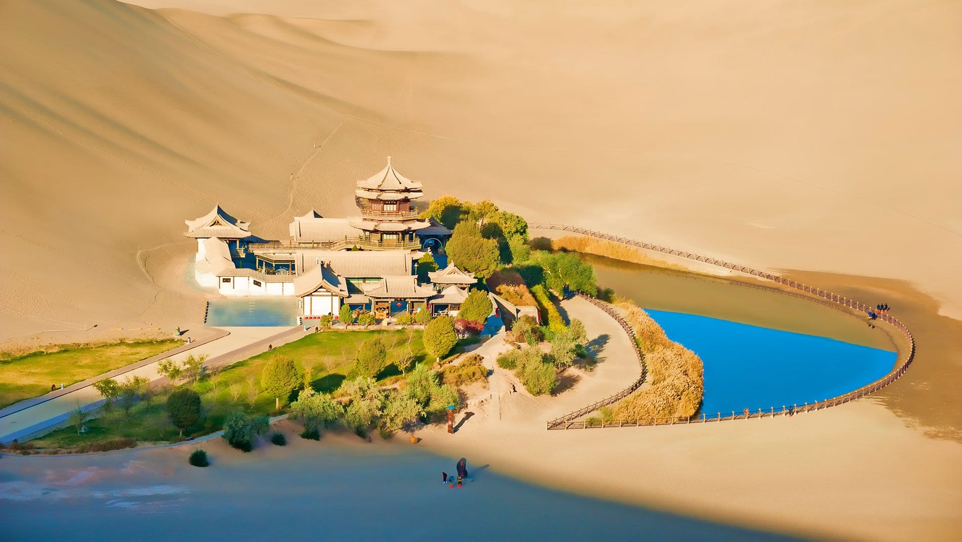 Mingsha Sand Dune~Daoists believed this crescent lake in the midst of sand dunes had unique properties.